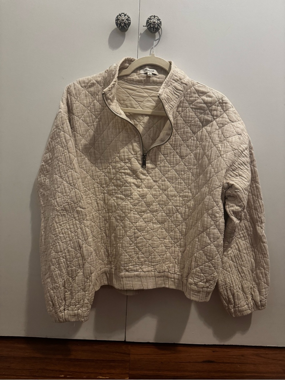 Madewell Quilted Half-Zip Pullover Jacket - Cream
